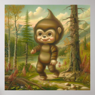 Cute baby squatch sasquatch bigfoot  poster