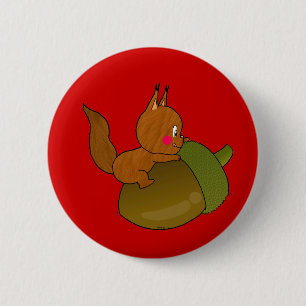 cute baby squirrel 6 cm round badge