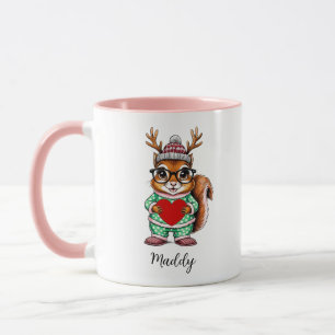 Cute Baby Squirrel Personalised Christmas Mug