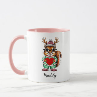 Cute Baby Squirrel Personalised Christmas Mug