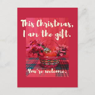 Cute Baby Sulcata Tortoise in poinsettia basket Postcard