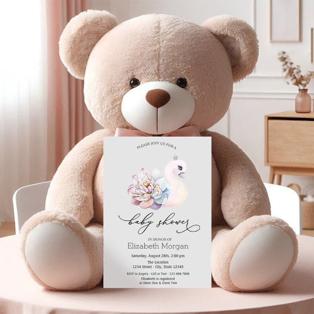 Cute Baby Swan Polka Dots Invitation (Creator Uploaded)