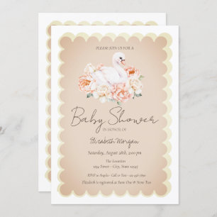 Cute Baby Swan Roses Baby Shower  Invitation