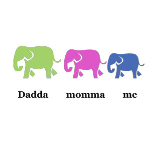 Cute Baby t-shirt, elephants Dadda, momma, me.  Baby T-Shirt