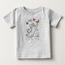 Cute baby t-shirt with kitten and butterflies