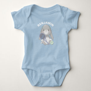 Cute baby tennis player with custom name bodysuit
