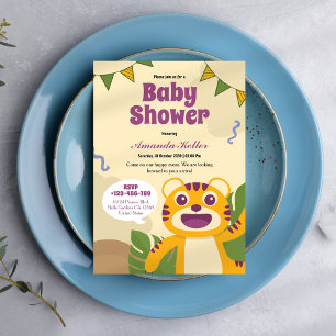 Cute Baby Tiger Baby Shower Invitation