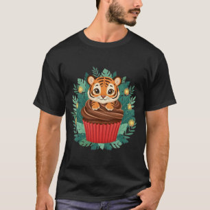 Cute Baby Tiger Cupcake Adorable Jungle Animal T-Shirt
