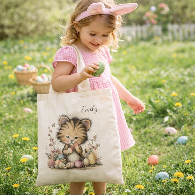 Cute Baby Tiger Easter Illustration  Tote Bag (Creator Uploaded)