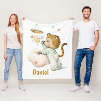 Cute baby tiger fleece blanket