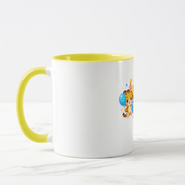 Cute Baby Tiger Happy Birthday Coffee Mug (Left)