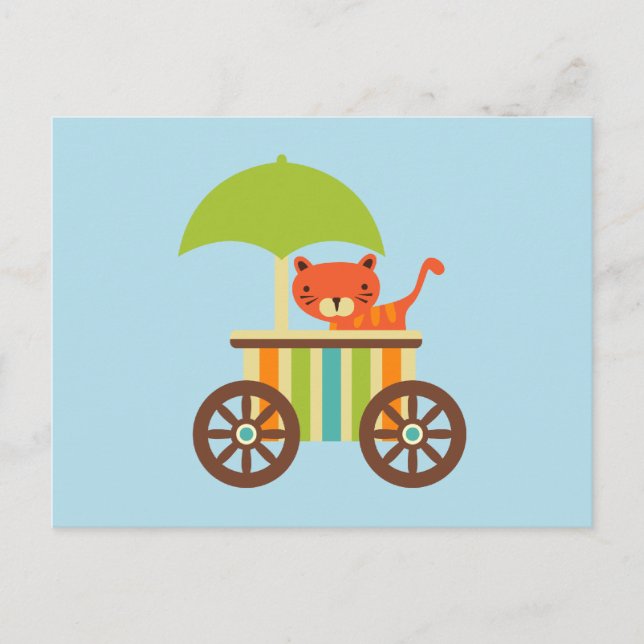Cute Baby Tiger on Ice Cream Cart Kids Gifts Postcard (Front)