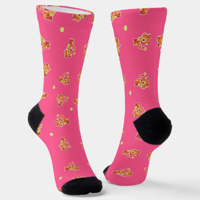 Cute baby tiger on pink socks (Angled)