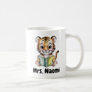Cute Baby Tiger Reading a Book Custom Coffee Mug
