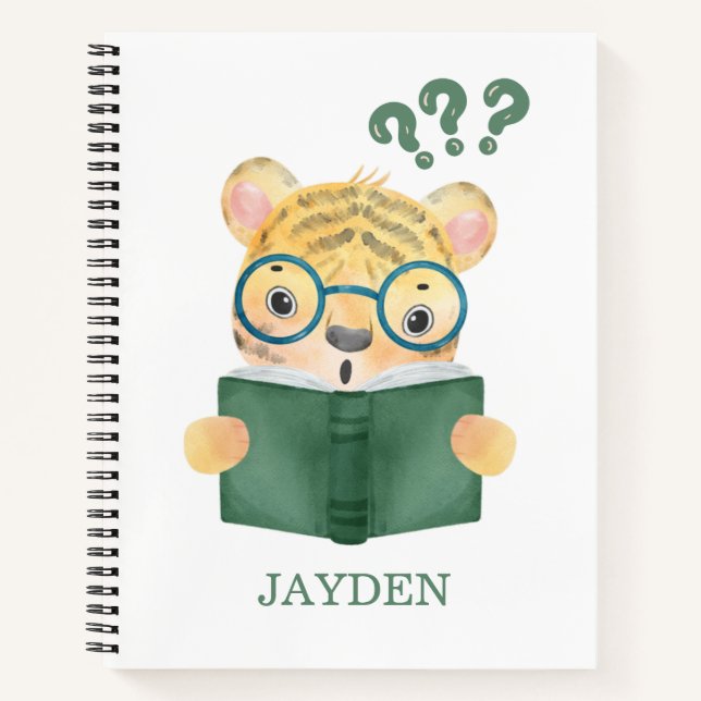 Cute Baby Tiger Reading Book And Name Kids  (Front)