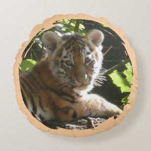 Cute Baby Tiger Round Pillow