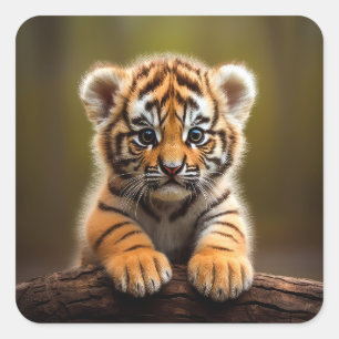Cute Baby Tiger Square Sticker