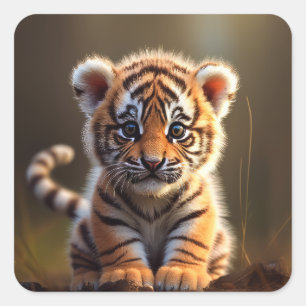 Cute Baby Tiger Square Sticker