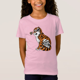 Cute Baby Tiger with Striped Butterfly T-Shirt