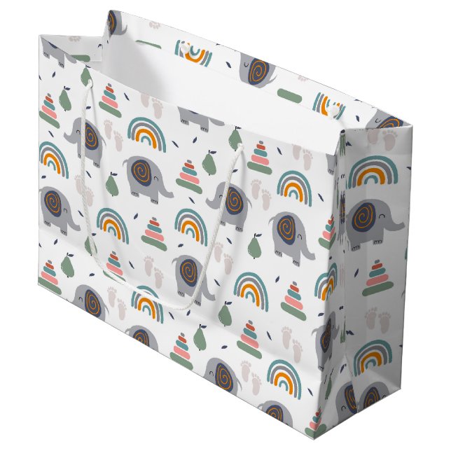 Cute Baby Toy Pattern Large Gift Bag (Front Angled)