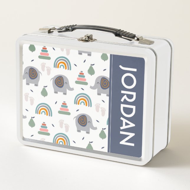 Cute Baby Toy Pattern Metal Lunch Box (Front)