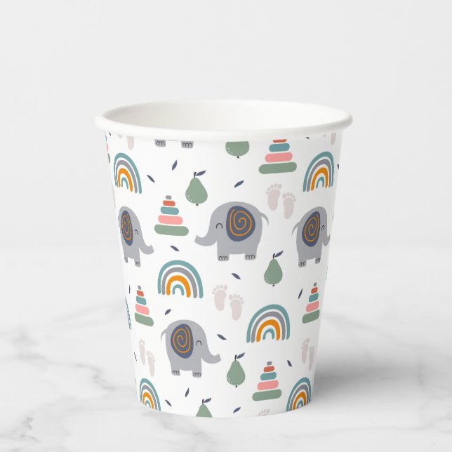 Cute Baby Toy Pattern Paper Cups (Front)