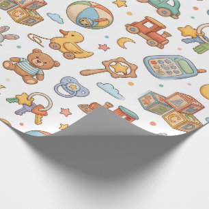 Cute Baby Toys Pattern Design Wrapping Paper