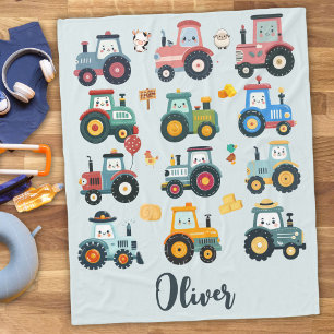 Cute Baby Tractors in a Farm Fleece Blanket