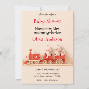 Cute Baby Train Baby Shower Card