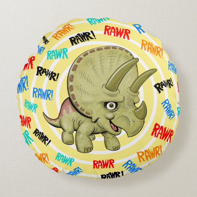 Cute Baby Triceratops RAWR Pillow (Front)