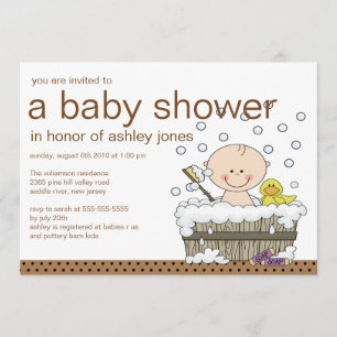 Cute Baby Tub Boy Baby Shower Invitation