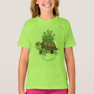 Cute baby turtle carrying a tiny garden on its she T-Shirt