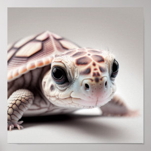 Cute Baby Turtle Portrait    Square 1:1 Poster