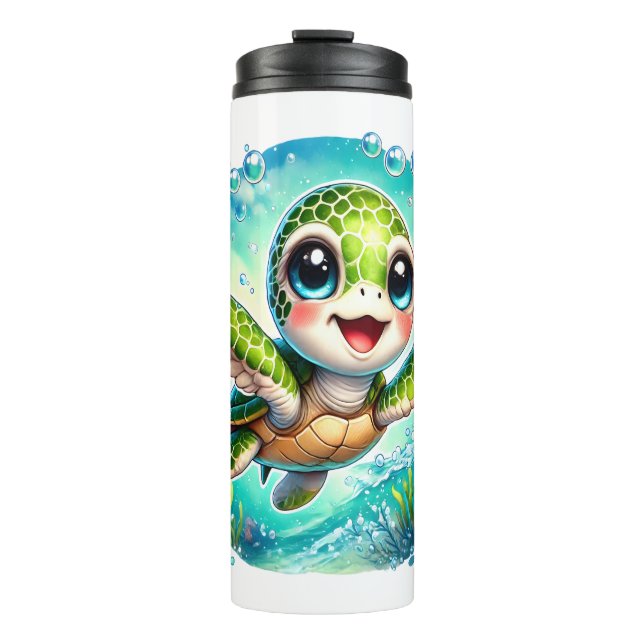 Cute Baby Turtle Swimming in Ocean Thermal Tumbler (Front)