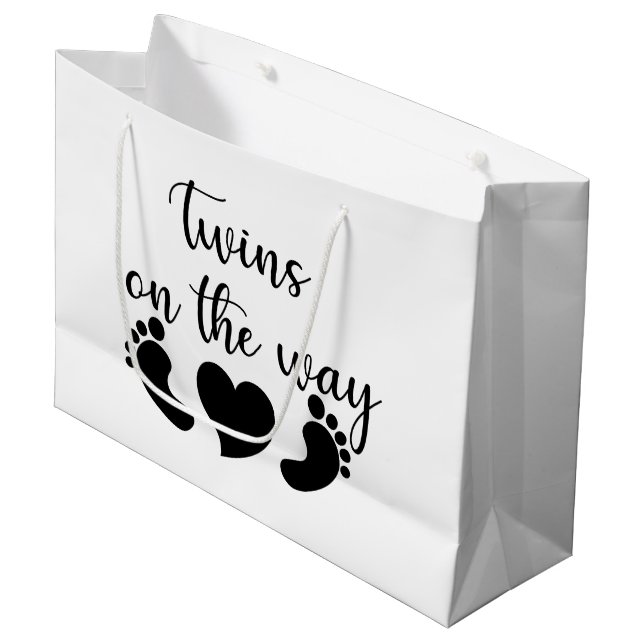 Cute baby twins word art unisex  large gift bag (Front Angled)