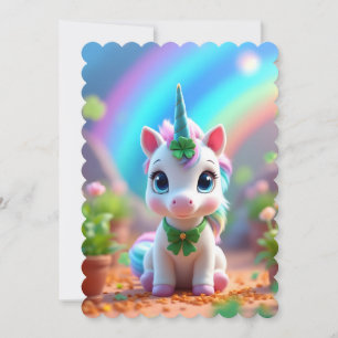 Cute baby unicorn and rainbow, girls birthday