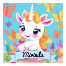 Cute Baby Unicorn Butterfly Custom Name