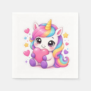 Cute Baby Unicorn Heart Sticker Napkin