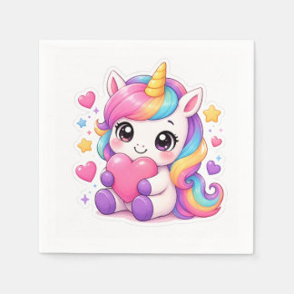 Cute Baby Unicorn Heart Sticker Napkin