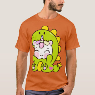 Cute Baby Unicorn In Dinosaur Costume Kids T-Shirt