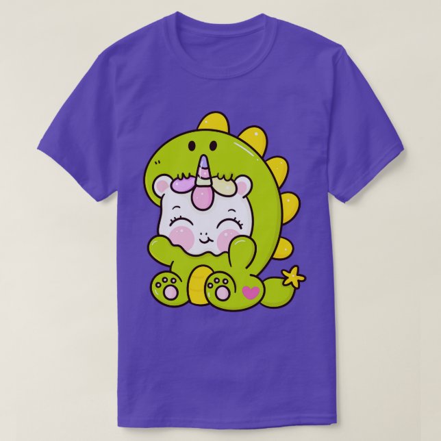 Cute Baby Unicorn In Dinosaur Costume Kids T-Shirt (Design Front)