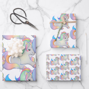 Cute Baby Unicorn Pastel Fantasy Child Wrapping Paper Sheet