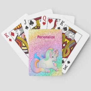 Cute Baby Unicorn Pastel Glitter Glam Girly Child Playing Cards