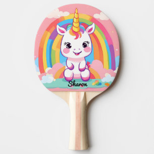 Cute Baby Unicorn Rainbow Ping Pong Paddle