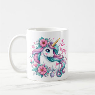 Cute Baby Unicorn With Flowers for Women & Girls Coffee Mug