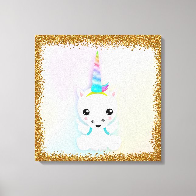 Cute Baby Unicorn with Wings Canvas Print (Front)