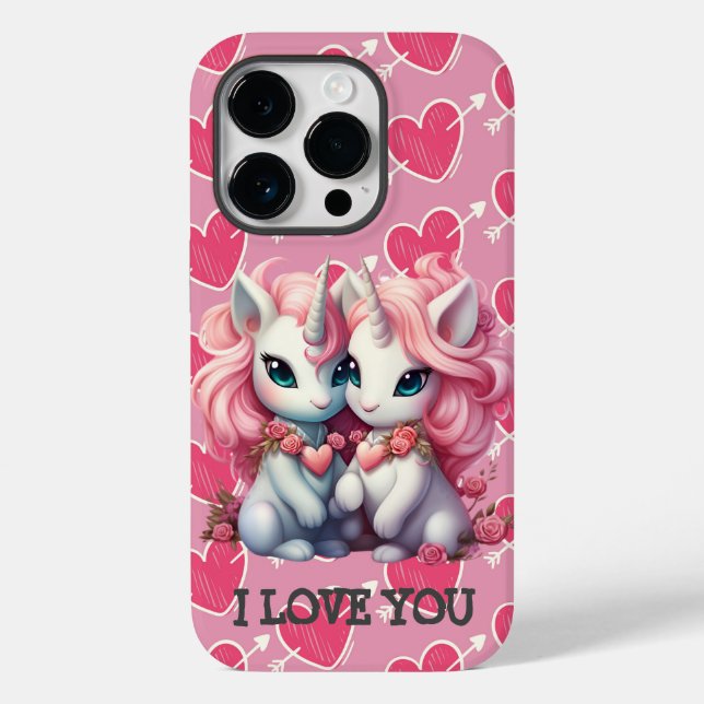 Cute Baby Unicorns Cpuple for Valentine's Day Gift Case-Mate iPhone Case (Back)