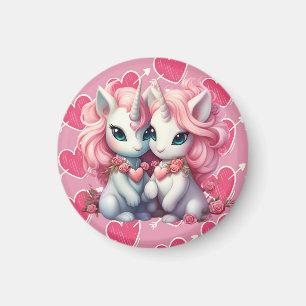 Cute Baby Unicorns Cpuple for Valentine's Day Gift Magnet