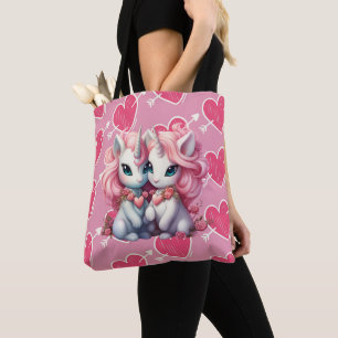 Cute Baby Unicorns Cpuple for Valentine's Day Gift Tote Bag