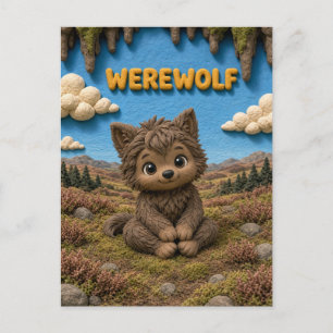 Cute Baby Werewolf, Mythical Postcard